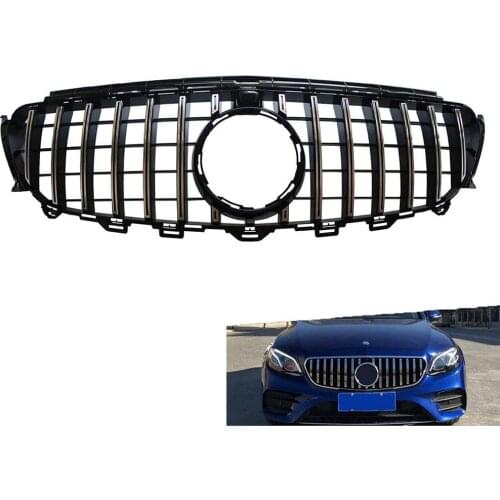 Chrome Black Front Grille Upper Grill For Mercedes Benz W213 E200 E300 E400 E43 AMG 2016 2017 2018 2019 GT R Style