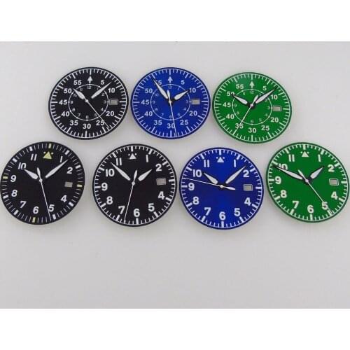 33.6mm Watch Dial+Hands Fit For NH35/NH35A Automatic Movement Green Lume Black/Blue/Green Color