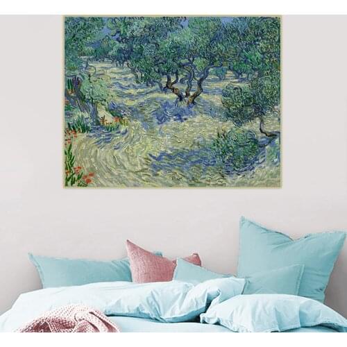 Citon Van Gogh《Olive Orchard 1889》Canvas Oil Painting Famous Artwork Poster Picture Wall Decor Home Living room Decoration