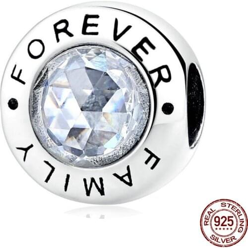 CodeMonkey Classic 925 Sterling Silver Family Forever Clear CZ Bead Fit Original 3mm Charm Bracelets Fashion Jewelry CMS378