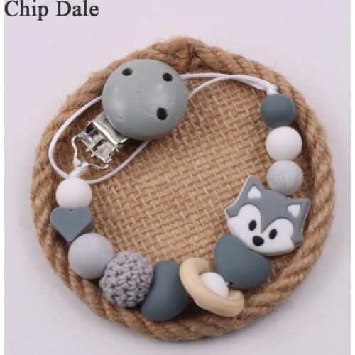 Chip Dale Fox Silicone Baby Teething Pacifier Clips Chain Animal Soother Holder Nipples Baby Chew Toys Baby Shower Gift