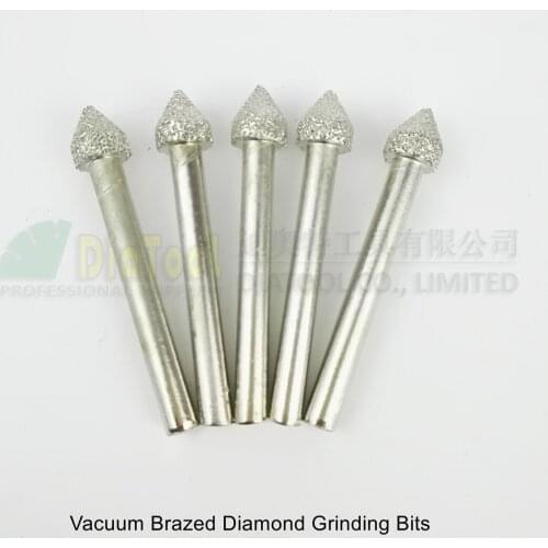 DIATOOL 5pcs #17 Vacuum Brazed Diamond Grinding Bits Grinding Umbrella Shape Mounted Points