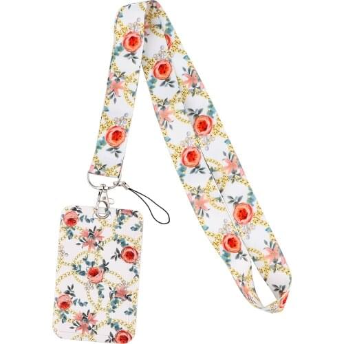 Flyingbee X2221 Rose Painting Art Lanyard ID Badge Holder Gym Mobile Phone Straps USB Badge Holder DIY Hang Rope