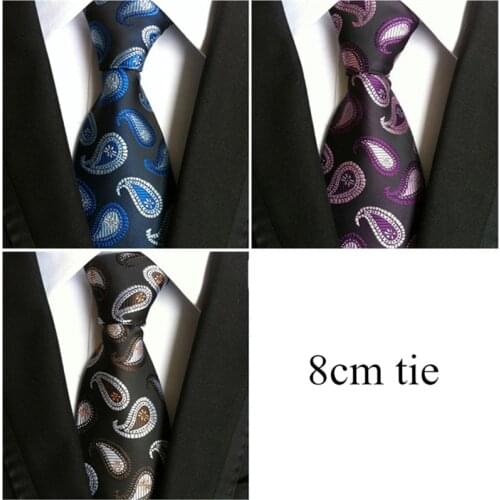 8cm Fashion Paisley Pattern Polyester Ties For Men Brand Wedding Suit Gravata Black Neck Tie Cravat Necktie Party Business