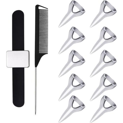 12 Pcs Hair Selecting Tools Metal Parting Ring Hair Sectioning Comb For Braiding N0PF