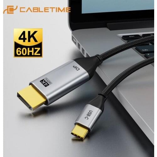 CABLETIME USB C to DisplayPort Cable Thunderbolt 3 4K 60Hz USB Type C 3.1 to DP Adapter USB to DP UHD External Video C262
