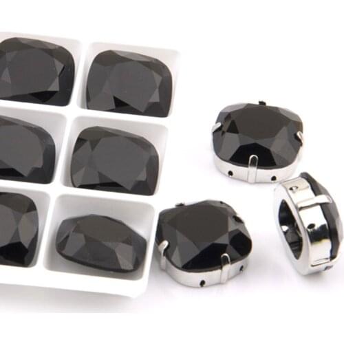 Cushion Cut 4470 Fancy Rhinestones Black Pointback All Sizes Sew On Crystal Dress AAAAA Crystal For Wedding Dresses