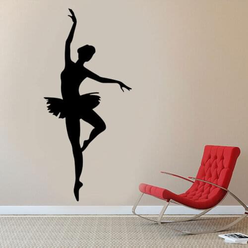 Ballerina Dance Girls Wall Sticker Vinyl Home Decor Dancing Room Ballet Silhouette Wall Decals Removable Murals Wallpaper 4540
