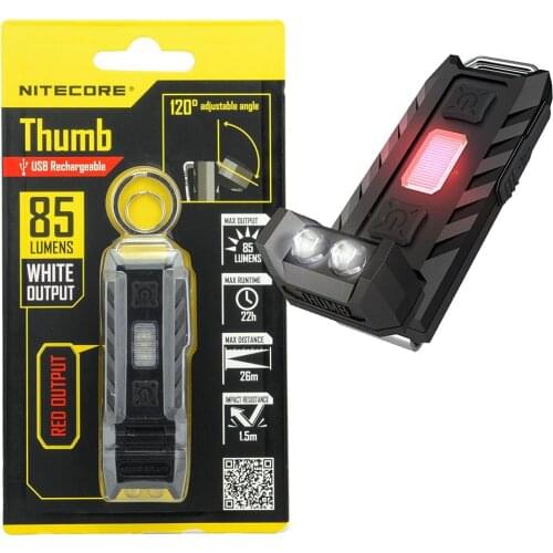 NITECORE Thumb Mini light High performance LED max.85LM 3 brightness levels USB rechargeable flashlight with integrated battery