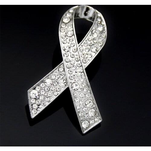 New arrived women white Mourning Ribbon Pin Remembrance Memorial Enamel Lapel Pin Badge Funeral Black Awareness Thailand Brooch