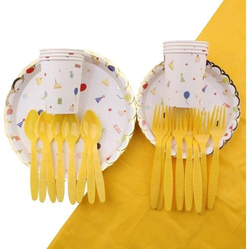 41Pc/Set Childrens Day Theme Disposable Tableware Birthday Decoration Baby Shower Spoon Napkins Forks Tablecloth Party Supplies