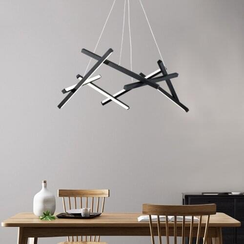 Nordic Luxury Black Pendant Chandelier Living Room Aluminum Luminaires Bedroom Kitchen Creative Minimalist Decora Hanging Lights