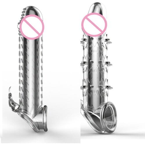 Silicone Penis Enlargement Condoms Penis Extension Sleeves For Adults Intimate Goods Reusable Condom Cock Rings