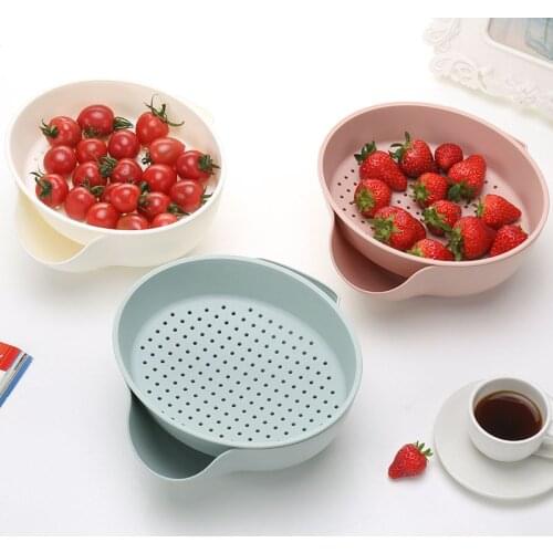 Drain Basket Fruit Plate Kitchen Detachable Double Layer Candy Plate Hollow Storage Basket Home Storage Box