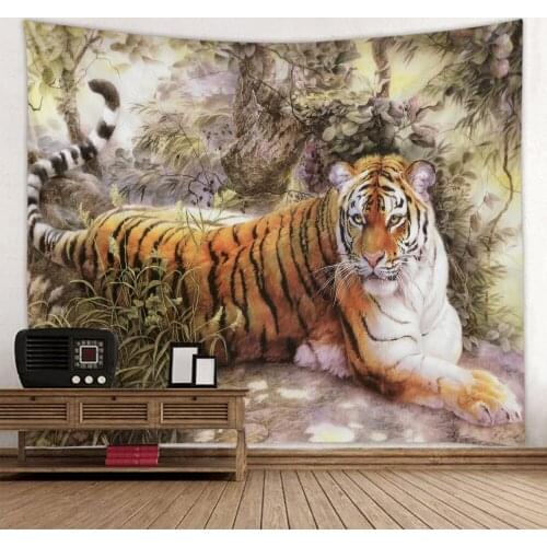 Tiger tapestries in the snowy jungle are soft and easy to care for dormitory wall decoration hanging cloth