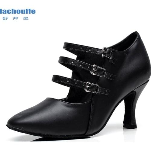 Women Latin Dance Shoes Black Tango Salsa Dacing Shoes Woman Geniune Leather Ballroom Waltaz Shoes Girls Party Wedding Sandals