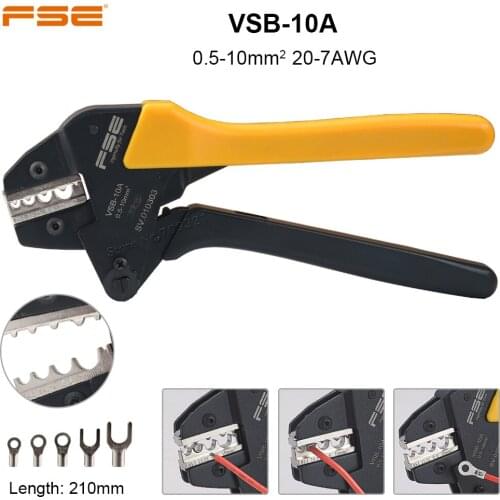 VSB-10A Crimping Pliers 0.5-10mm2 AWG20-7 Non-Insulated Wire Terminals Replaceable Ratchet Plier Electrican Crimping Hand Tools