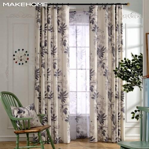 Flower and Leaves Pattern Window Curtains Living Room Kitchen Elegant Decoration Tulle Curtain Custom Made