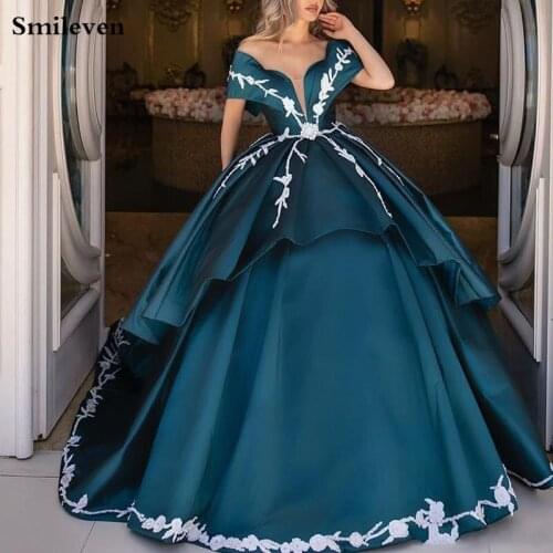Smileven Caftan karakou algerien Formal Evening Dress Ball Gowns Off The Shoulder Peplum Occasion Evening Prom Gown Party Dress