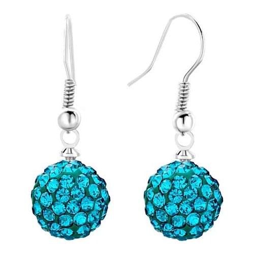 10mm Mixed Multicolor white can choose color Micro Pave CZ Disco Ball Silver Plated drop crystal crystal Earrings hry4