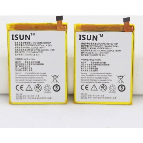 10pcs/lot ISUNOO Internal Replacement Battery 2800mAh Li3928T44P8h475371 for ZTE Blade V8 Mini