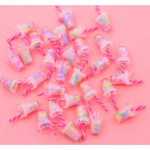 10pcs/pack Milk tea cup fruit cup Color Fun Resin Charms Pendant Plastic Charms for DIY Jewelry Making