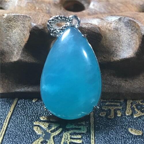 100% Natural Amazonite Pendant Jewelry For Woman Lady Man Crystal Silver 31x19x9mm Beads Mozambique Water Drop Stone AAAAA