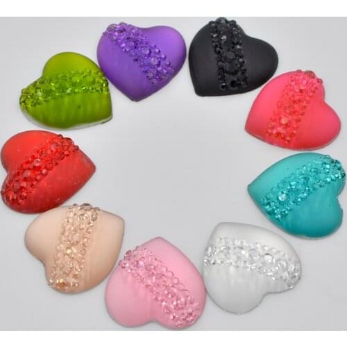 100Pcs 20mm Resin Heart Cats Eye Flatback Rhinestone Wedding Buttons DIY Crafts K92*10