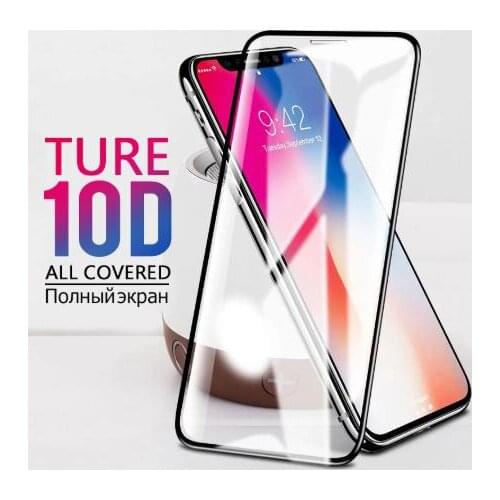 10D Tempered Glass for iphone X 8 7 6 6S plus Full Cover Screen Protector for iphone 6 6S 7 8 plus XR XS MAX Hard 9H