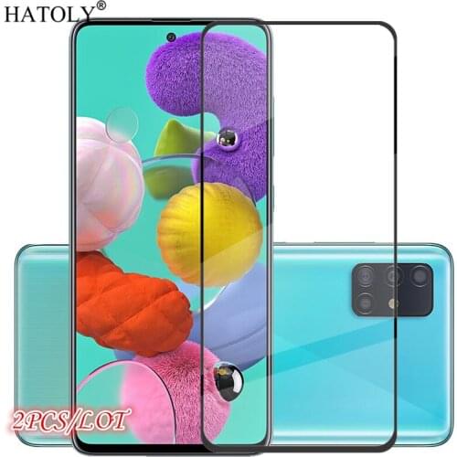 2PCS For Samsung Galaxy A51 Glass Screen Protector HD Tempered Glass Full Glue Coverage Phone Film Glass For Samsung Galaxy A51
