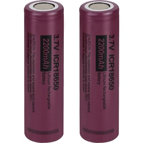 2PCS PKCELL 18650 3.7v Liion Rechargeable Battery ICR 18650 li-ion Recharged Batteries Flat Top For Earphone Flashlight 2200mAh