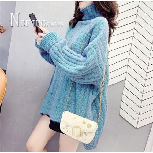 2020 Turtleneck Retro Pullover Women Sweater Korean Loose Winter Warm Female Sweaters