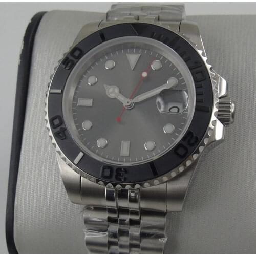 40MM Sterile Dial Sapphire Glass Brushed Ceramic Bezel Seeing Case Back Jubilee NH35A MIYOTA 8215 Automatic Mens Wristwatch