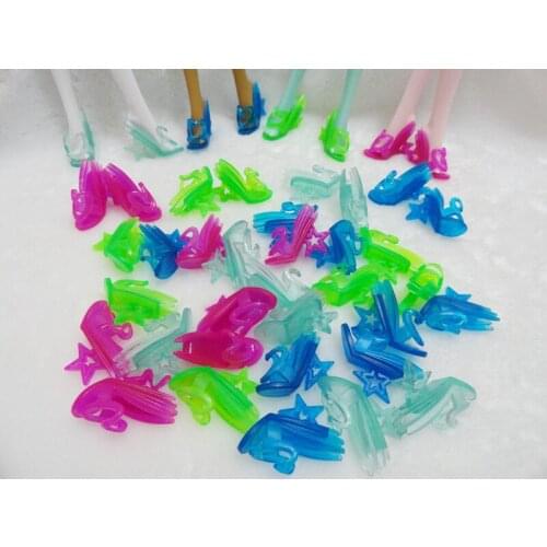 50Pairs/lot Wholesale NEW Swan Design Toy Shoes For Monster Dolls Multi-color Transparent High Heel Sandles Monster Doll Shoes
