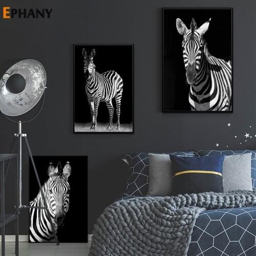 Africa Wildlife Zebra Posters and Prints Black and White Animals Canvas Paintings for Living Room Wall Art Picture Home Decor