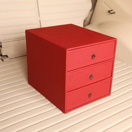 Car storage box Draw-out type Vehicle carrying boxes Save space portable drawer storage cabinet in leather Creative design