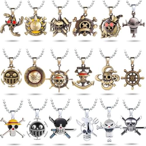 Cartoon Anime One Piece Necklace Luffy Ace Pendant Chain Choker Man Necklaces Wanted Charm Gifts Jewelry collares