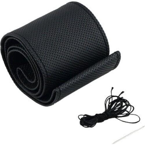 38cm Car Steering Wheel Cover DIY Needle Thread Kit Artificial Soft Leather Steering Covers Suite Car Accessories