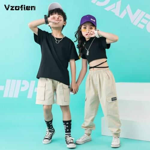 Children Hip Hop Street Dance Clothing Top Crop Casual Pants Boys Jazz Dance Costume Girls Ballroom Dancing Clothes Wear