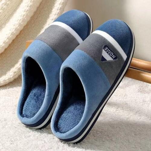 Coslony indoor slippers warm winter men home sliders anti-slip Winter living room shoes Cotton Slippers women big house shoes
