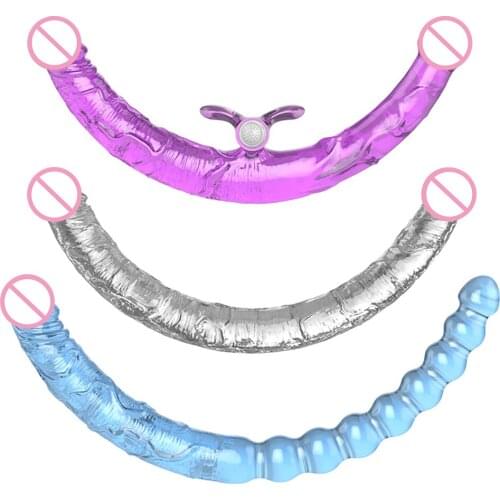 45cm Double Dick Vibrator Long Dildo Dual Head Fake Penis Adult Sex Toy For Lesbian Flexible Dildos Female Masturbator For Woman