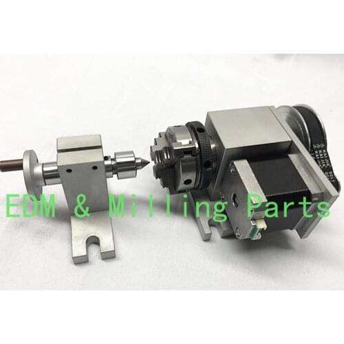 2pcs Set 4th Rotary Axis K01-64mm 3 Jaw Chuck MT2 Tailstock CNC Engraving Router For Engraving Mill Parts