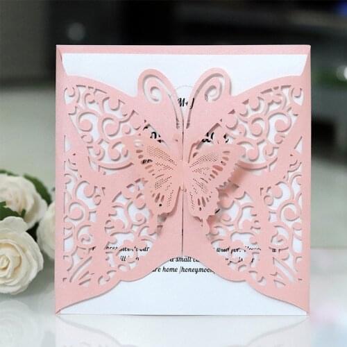 Exquisite Butterfly invitation cards Wedding Mariage Business Mother Day Thank you Cards Word of Honor Invite Party Supplies