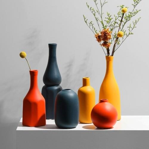 Nordic Morandi Ceramic Art Vases Home Decor Modern Flower Arrangement Container Living Room Dining Table Vase Decoration Home