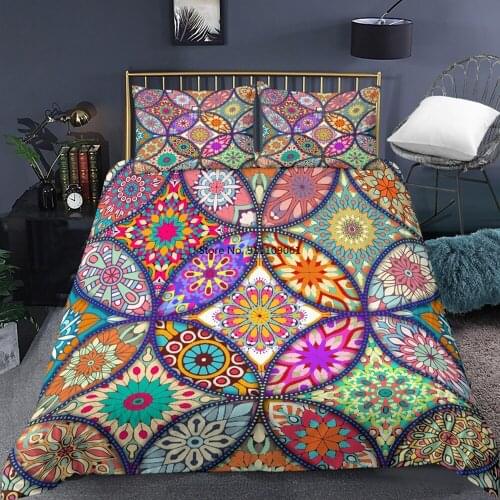 2-3 Pieces Home Textiles Bohemian Comforter Bedding Sets Mandala Duvet Cover Live Room Furniture Euro Single Queen King Size