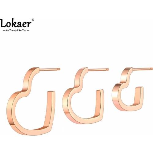 Lokaer 3Pcs/Set Fashion 316L Stainless Steel Love Heart Earrings Bohemia Party Beach Earrings Jewelry For Women Girls E21077