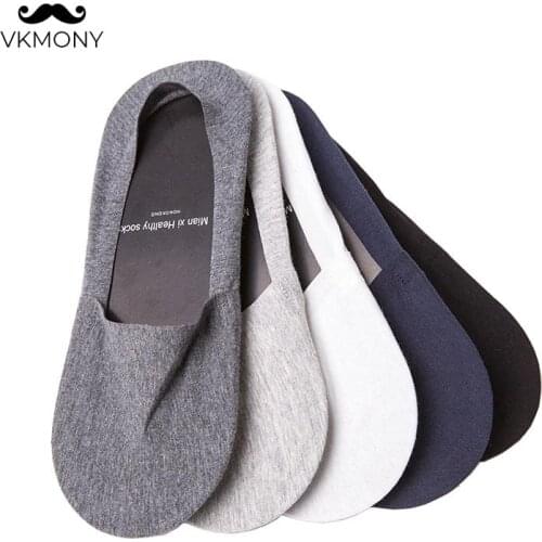 Men summer socks 5pairs/lot Ultra-thin no trace man socks silicone no show men socks VKMONY