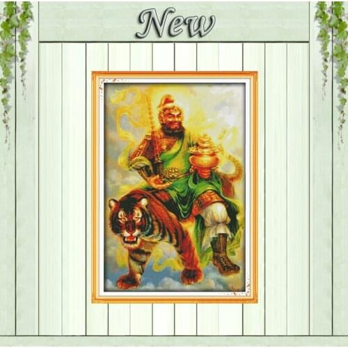 Martial god of wealth painting decor counted printed on canvas DMC 11CT 14CT Chinese Cross Stitch kits embroidery needlework Set
