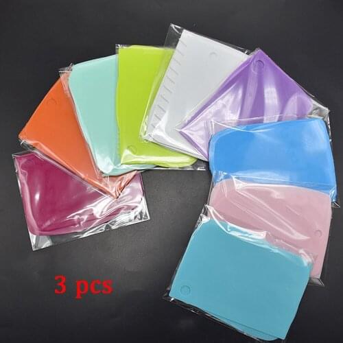 3 Piece Set DIY Baking Tool Cake Cream Scraper Knife Semi-circular Trapezoid Cake Cream Flower Color Random