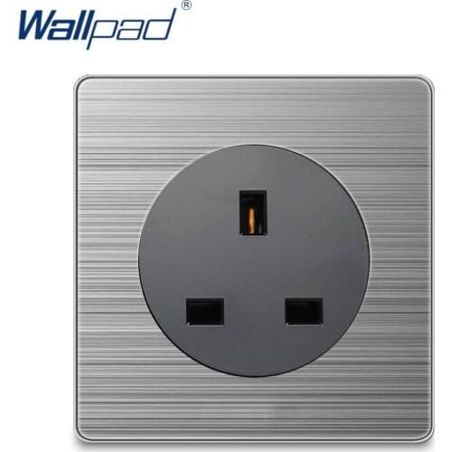 Wallpad UK 13A Socket Wall Power Socket Electric Outlet Silver Stainless Steel Panel For Home